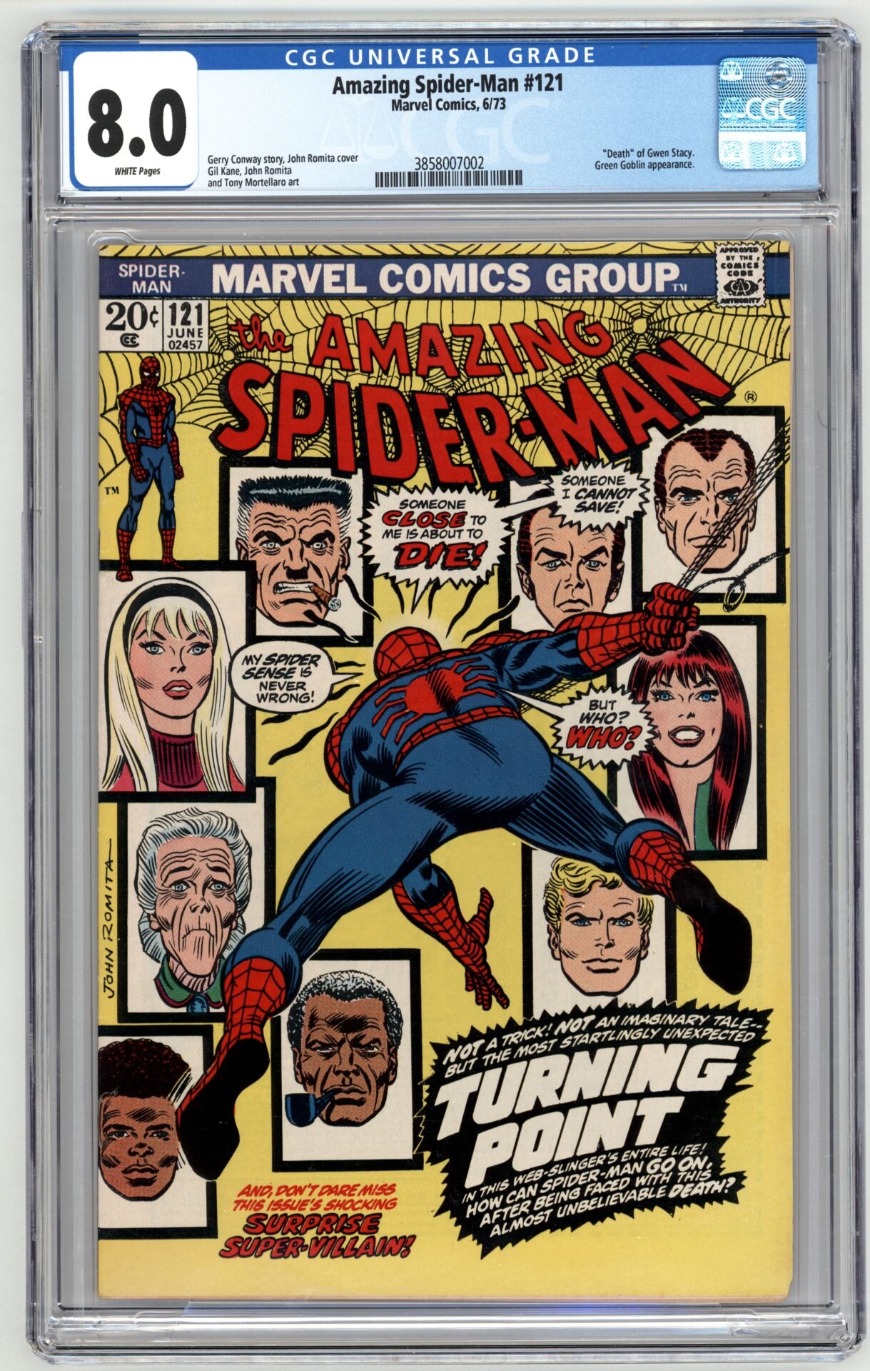 Amazing Spider-Man #121  CGC 8.0  "Death" of Gwen Stacy