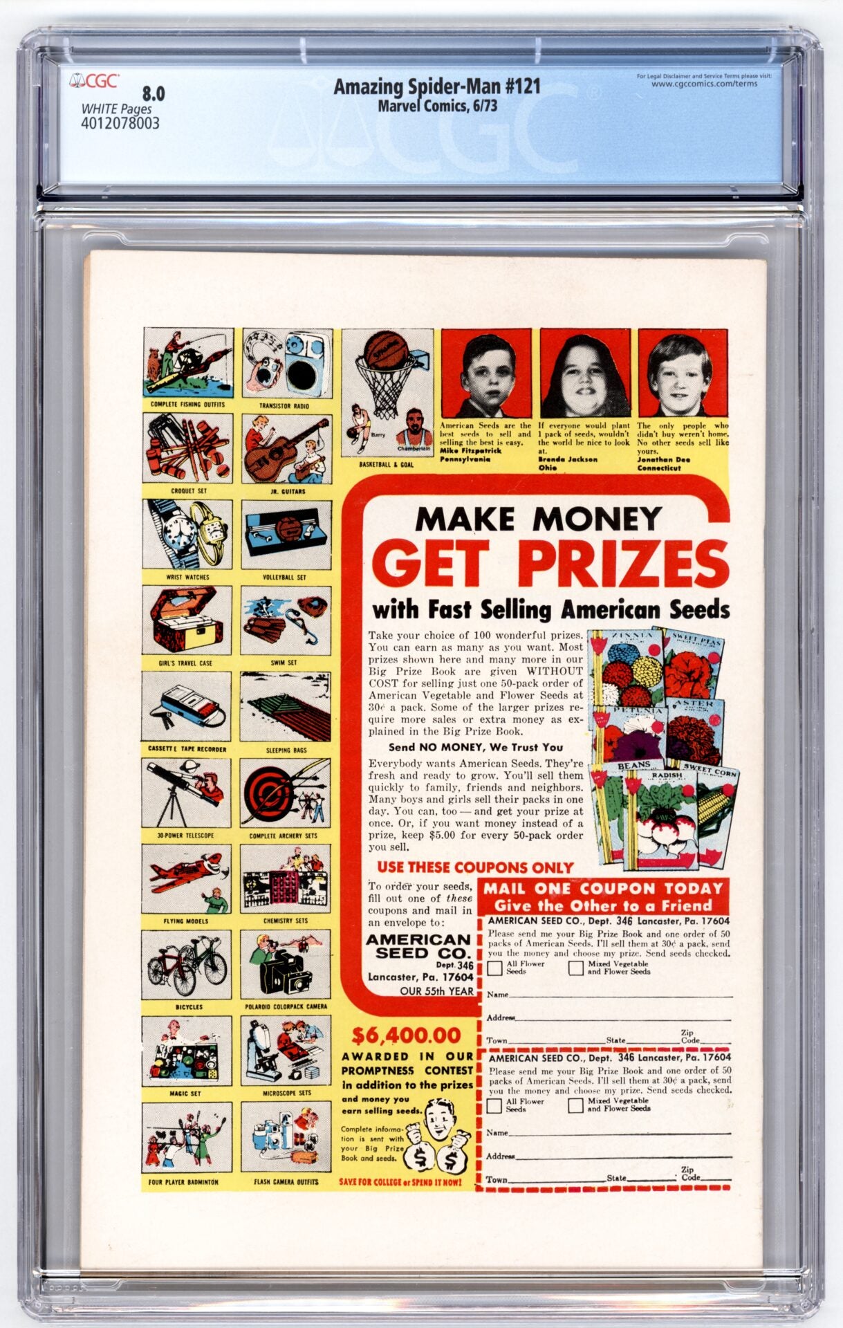 Amazing Spider-Man #121 CGC 8.0  "Death" of Gwen Stacey
