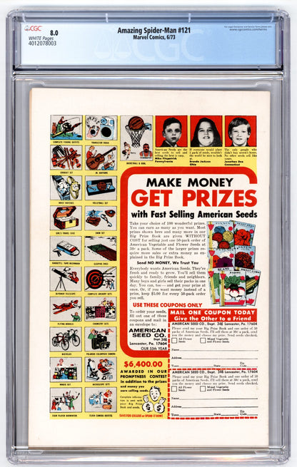 Amazing Spider-Man #121 CGC 8.0  "Death" of Gwen Stacey