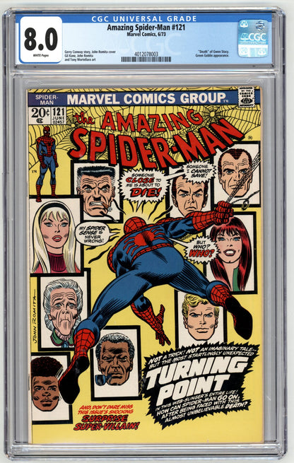 Amazing Spider-Man #121 CGC 8.0  "Death" of Gwen Stacey
