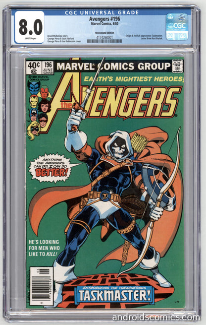 Avengers #196  CGC 8.0  Origin & 1st App. of Taskmaster