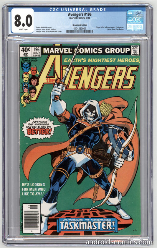 Avengers #196  CGC 8.0  Origin & 1st App. of Taskmaster
