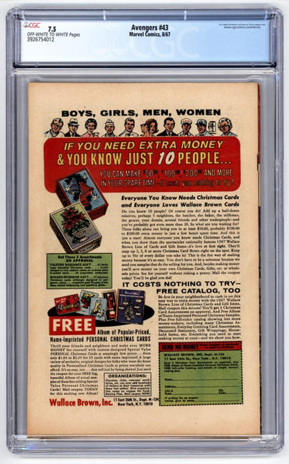 Avengers #43CGC 7.5 1st App. of the Red Guardian