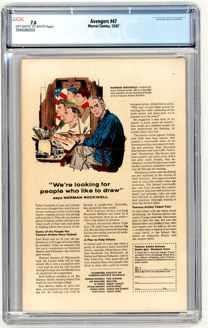 Avengers #47  CGC 7.0  1st App. of Dane Whitman