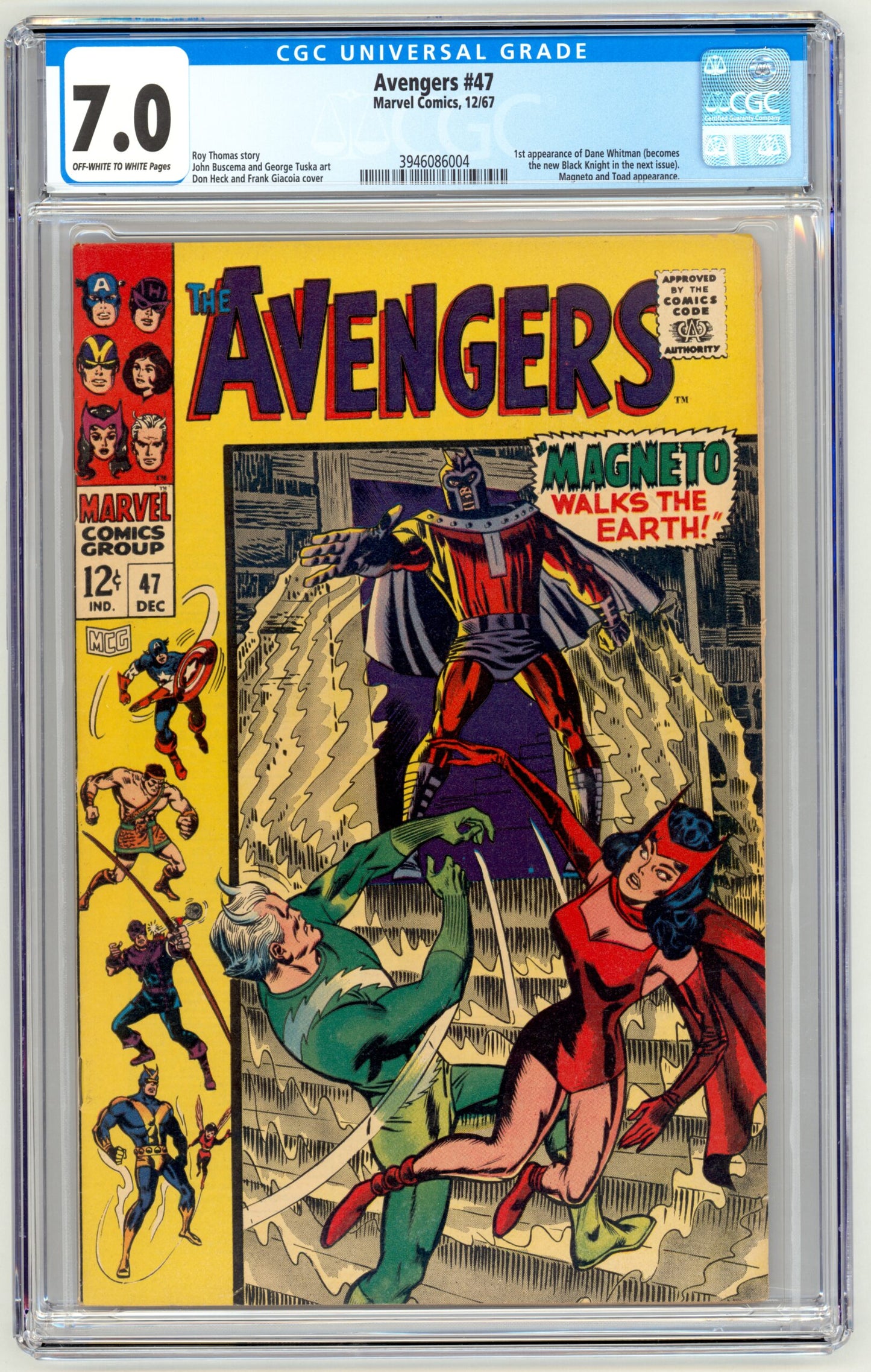 Avengers #47  CGC 7.0  1st App. of Dane Whitman