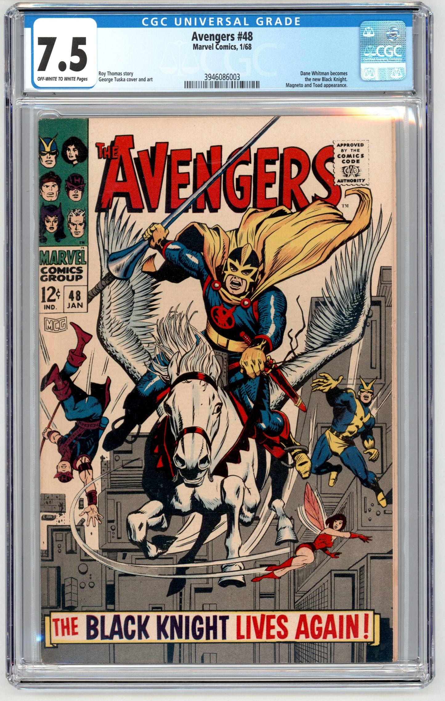 Avengers #48  CGC 7.5  1st App. of new Black Knight
