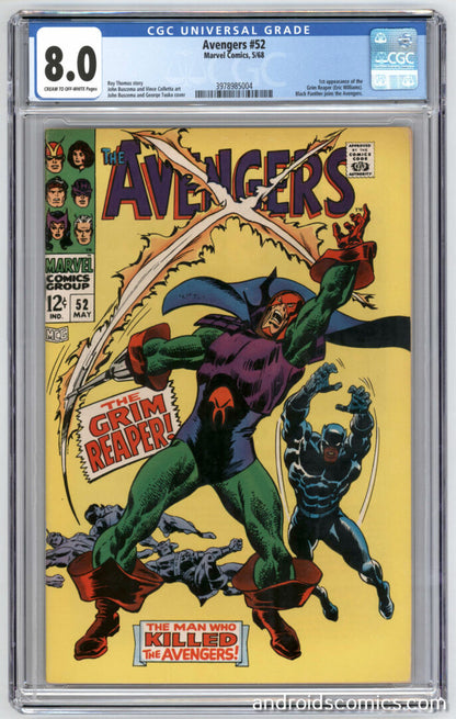 Avengers #52  CGC 8.0  1st App. of Grim Reaper