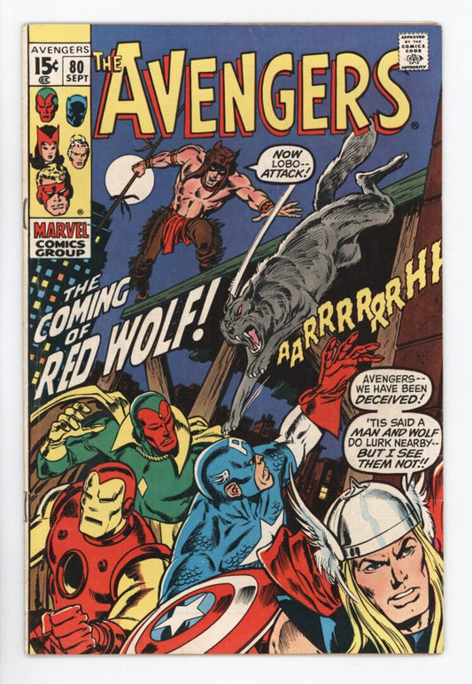 Avengers #80  VG+  1st appearance and origin of Red Wolf