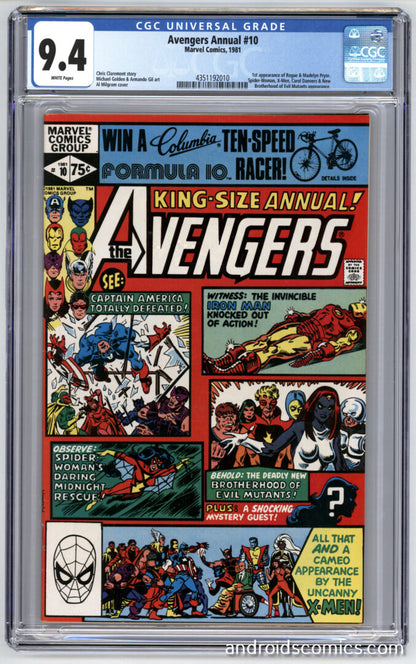 Avengers Annual #10CGC 9.41st App. of Rogue & Madelyn Pryor