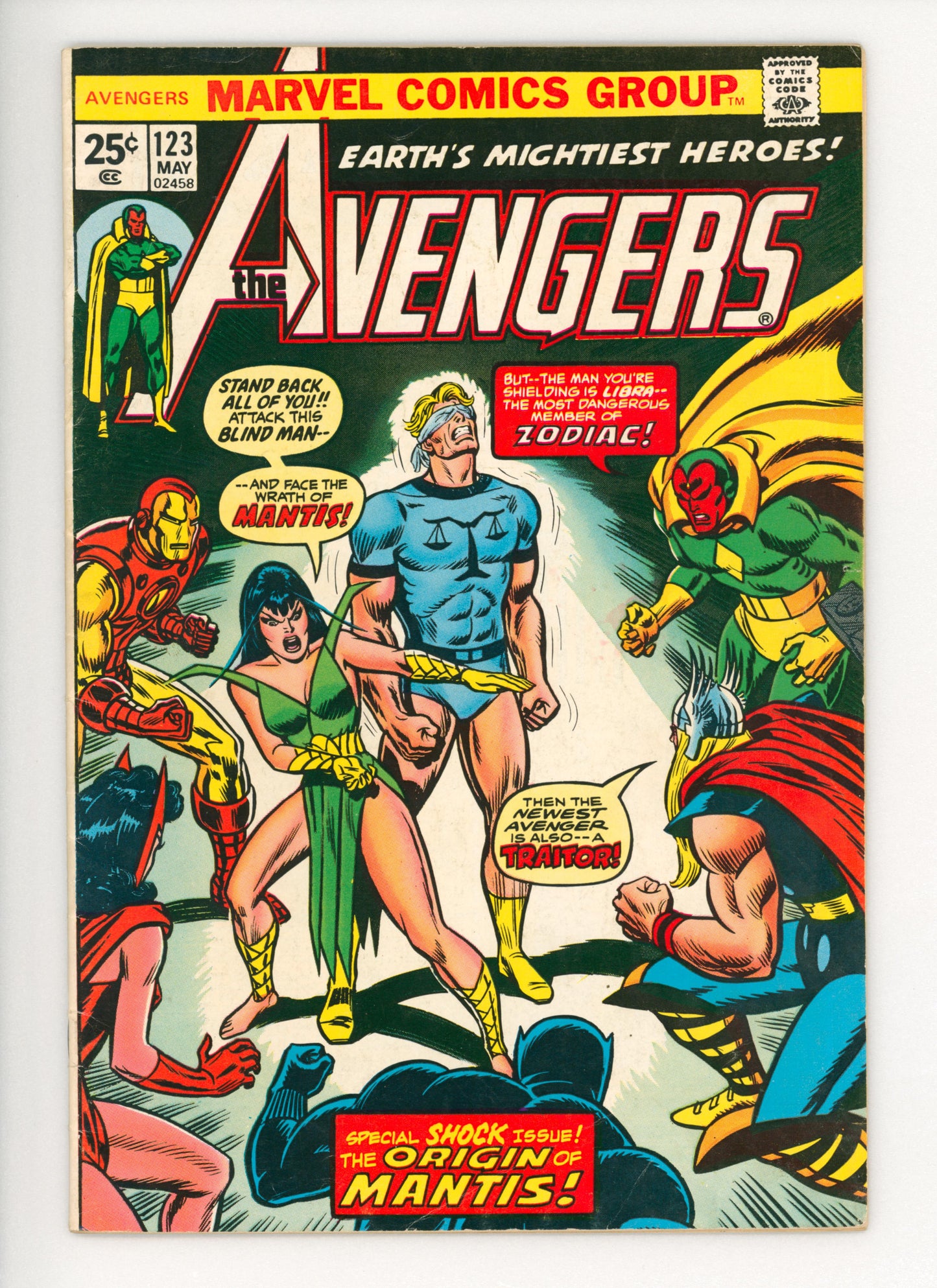 Avengers #123  FN-  1st Star-Stalker in cameo  Origin of Mantis