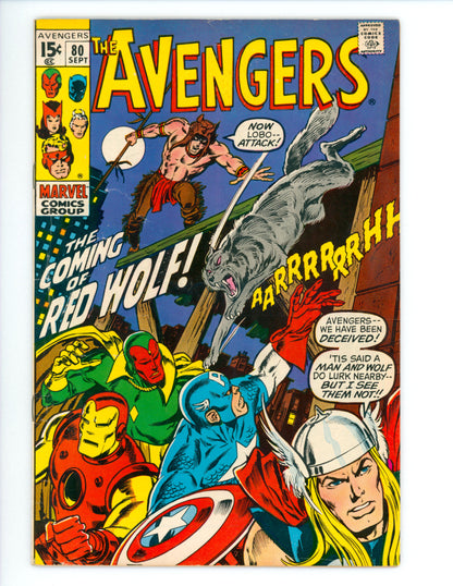 Avengers #80  VG+  Origin & 1st App. of Red Wolf