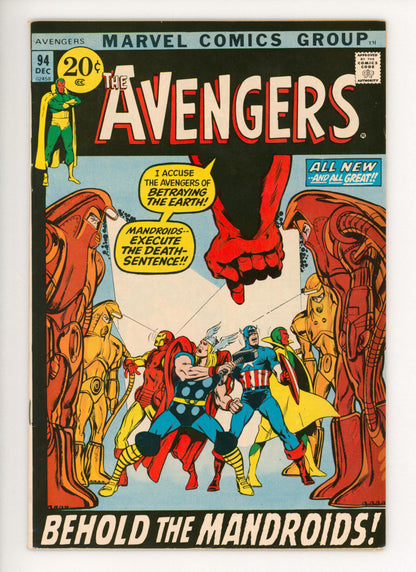 Avengers #94  FN+  1st App. of The Mandroids