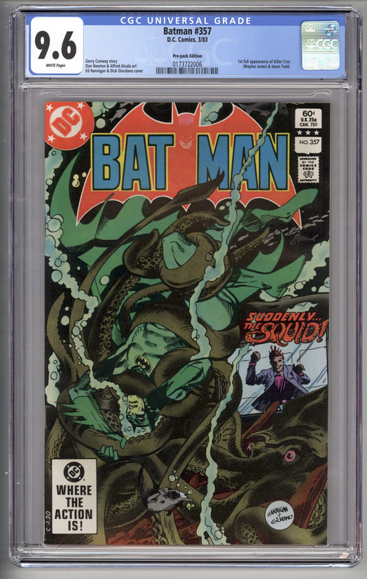 Batman #357  CGC 9.6 Pre-Pack Edition  1st full appearance of  Killer Croc