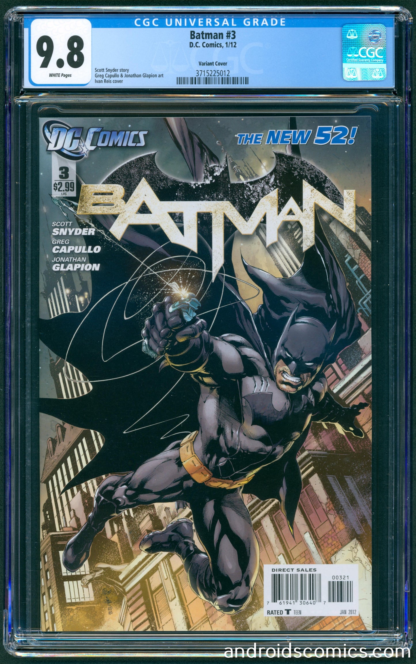 Batman #3  Variant Cover  CGC 9.8  1st cameo App.of The Court of Owls