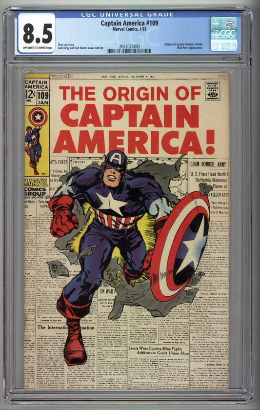 Captain America #109  CGC 8.5  Origin of Captain America retold
