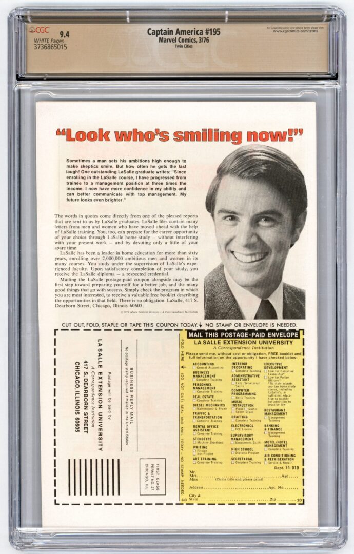 Captain America #195  CGC 9.4  Twin Cities Pedigree