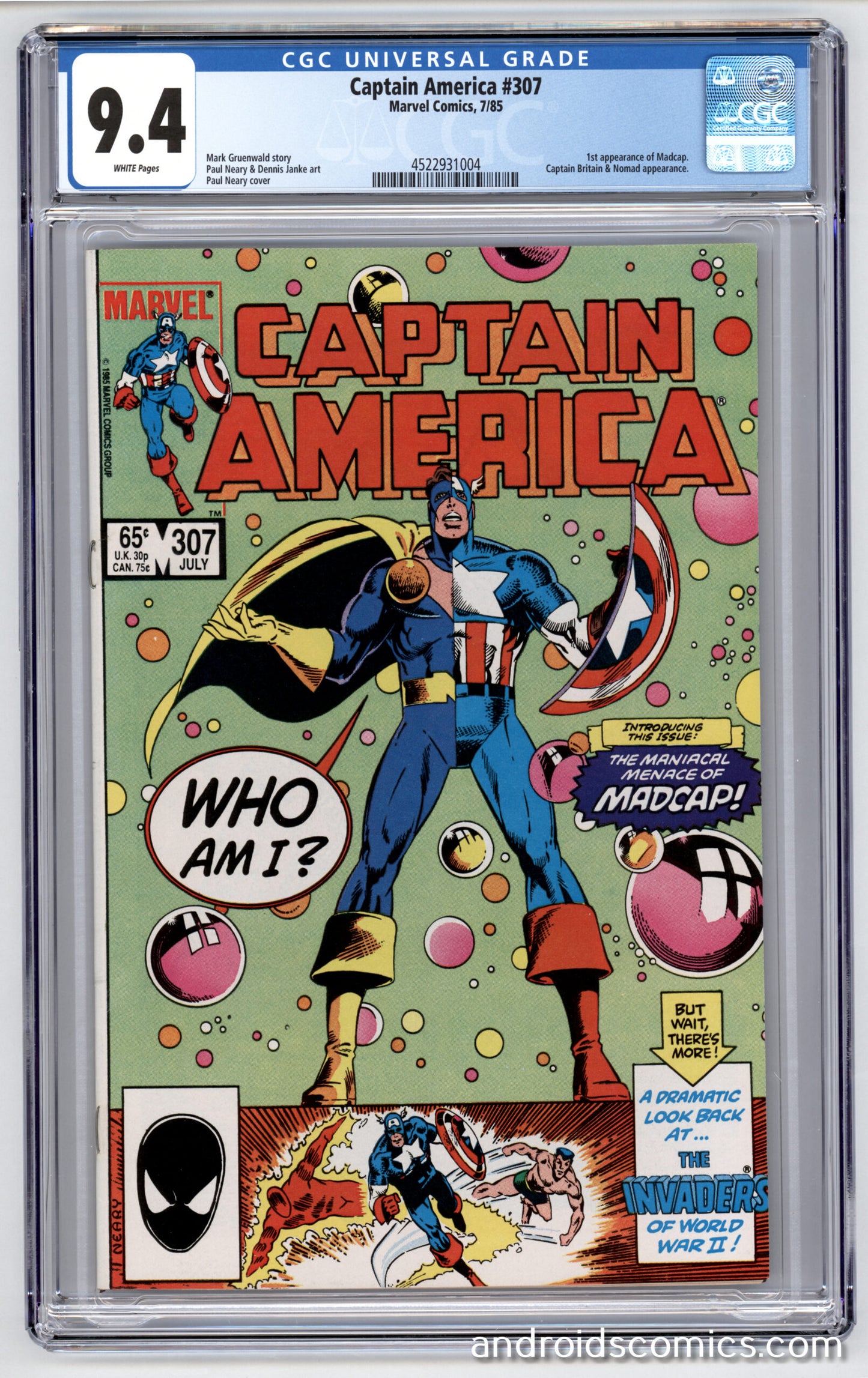 Captain America #307  CGC 9.4  1st App. of Madcap