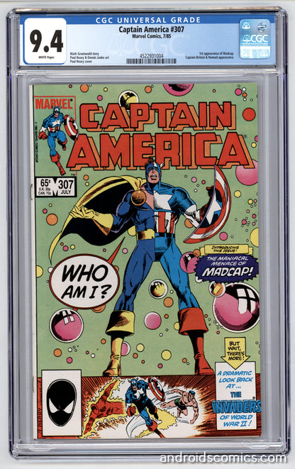 Captain America #307  CGC 9.4  1st App. of Madcap