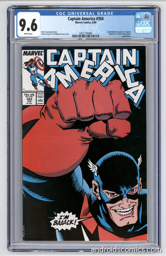 Captain America #354  CGC 9.6  John Walker becomes U.S. Agent