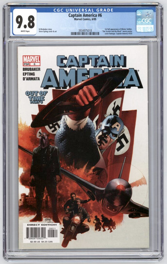 Captain America #6  CGC 9.8  1st full appearance of Winter Soldier