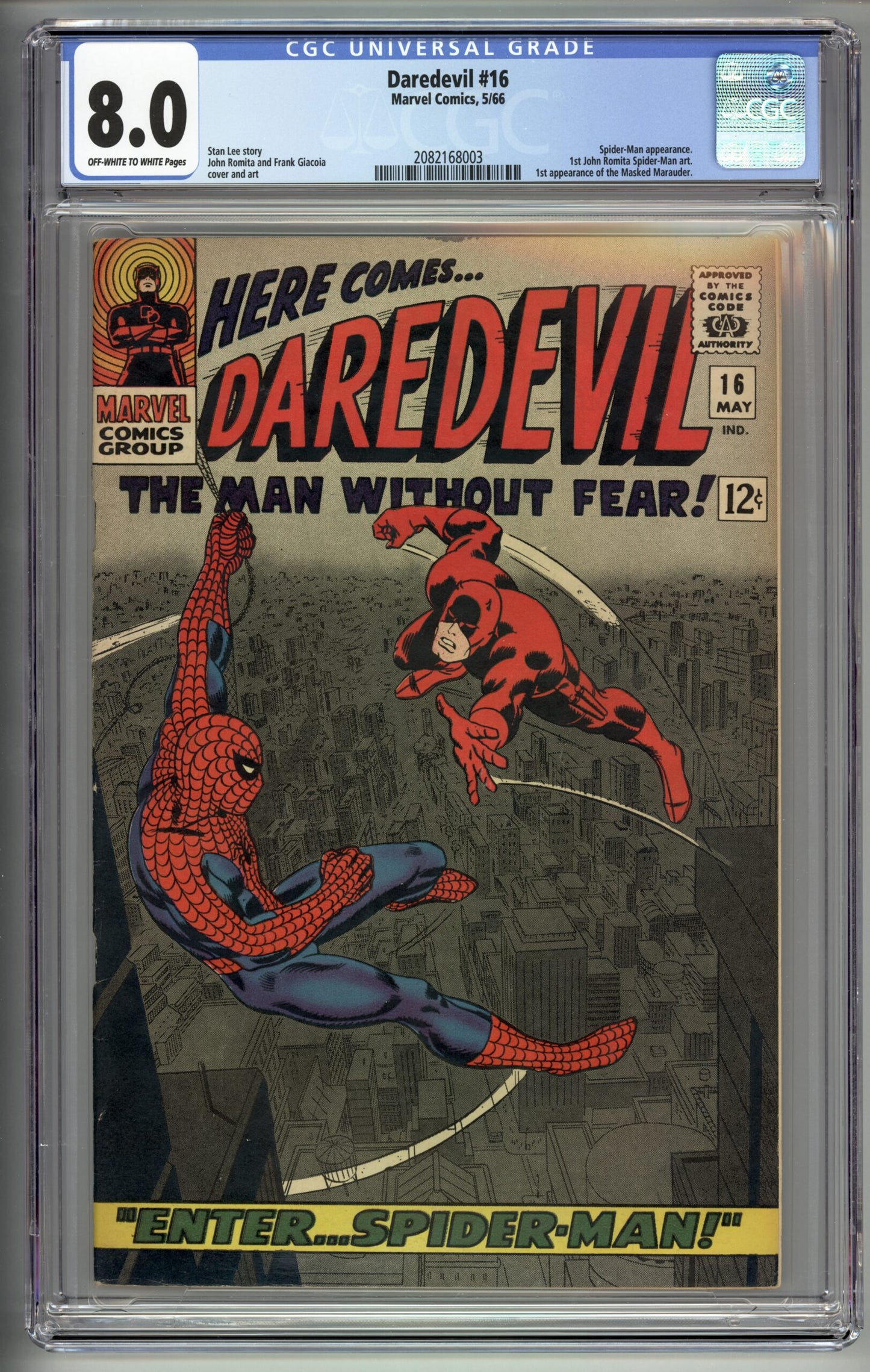 Daredevil #16  CGC 8.0  1st appearance of the Masked Marauder