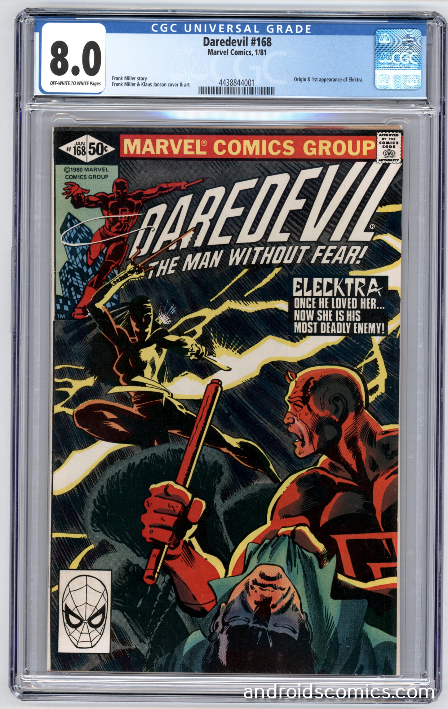 Daredevil #168 CGC 8.0 Origin & 1st App. of Elektra