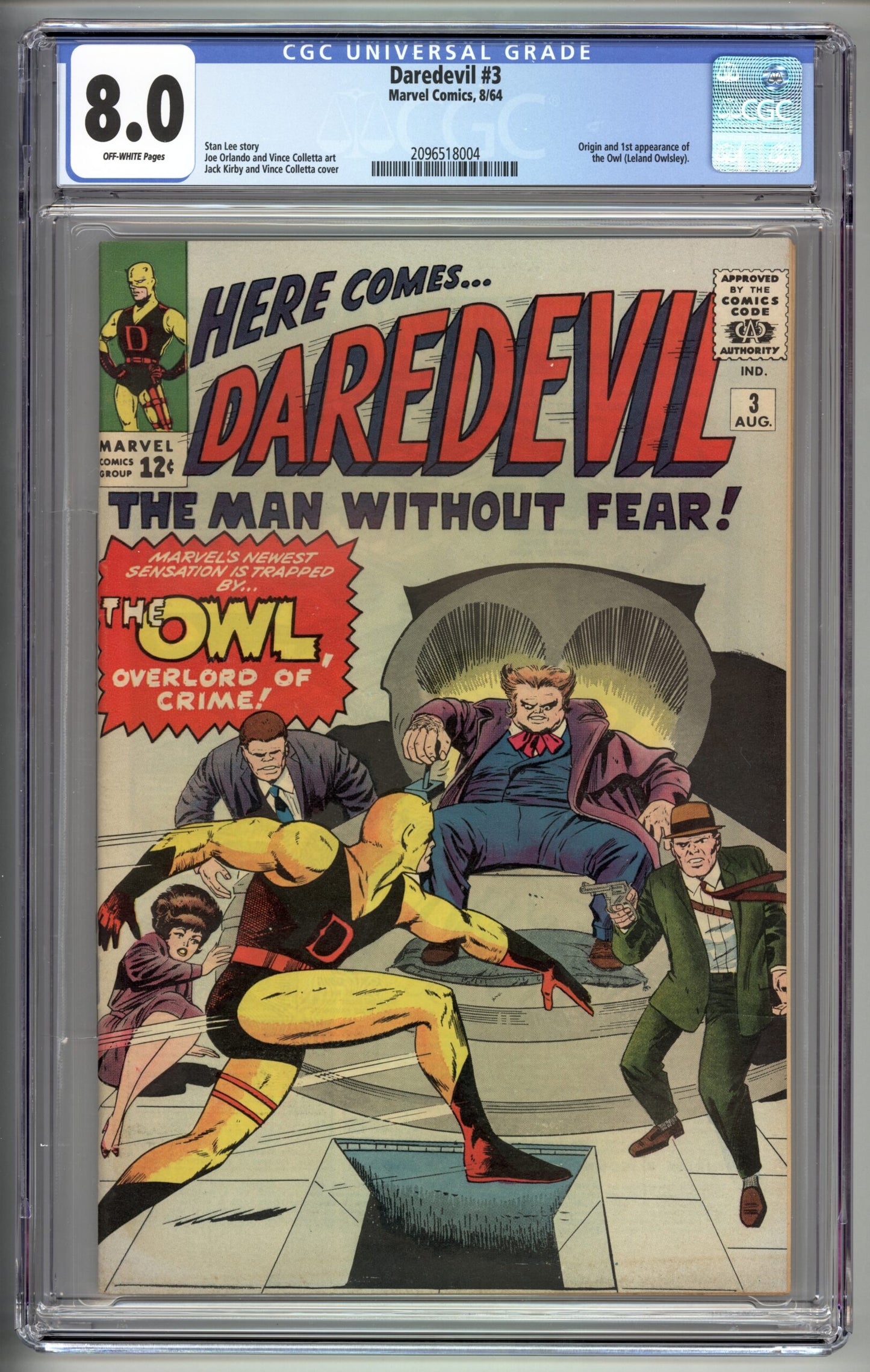Daredevil #3  CGC 8.0  Origin and 1st appearance of the Owl
