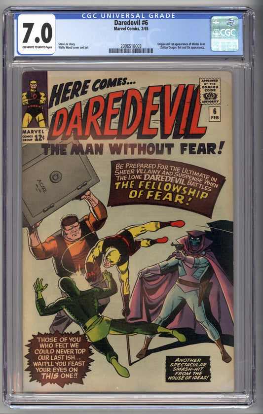 Daredevil #6  CGC 7.0  Origin and 1st appearance of Mister Fear