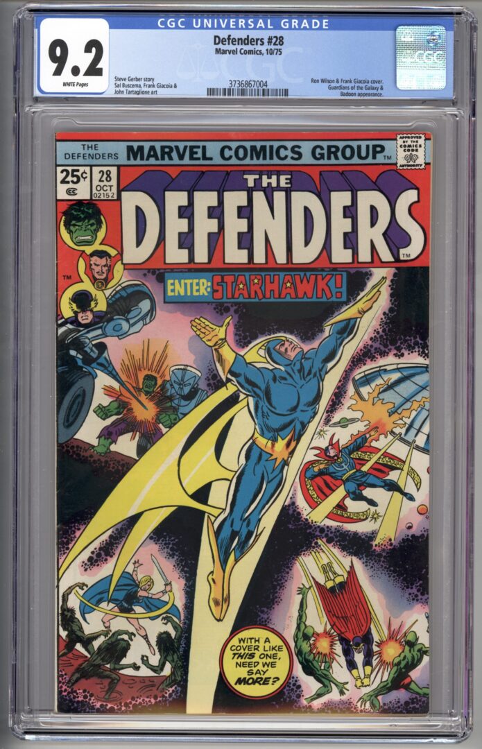 Defenders #28  CGC 9.2  1st full App. of Starhawk