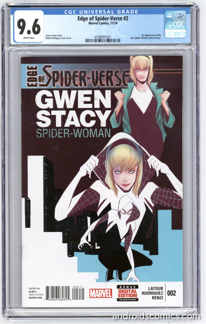 Edge of Spider-Verse #2  CGC 9.6  1st App. of Spider-Gwen