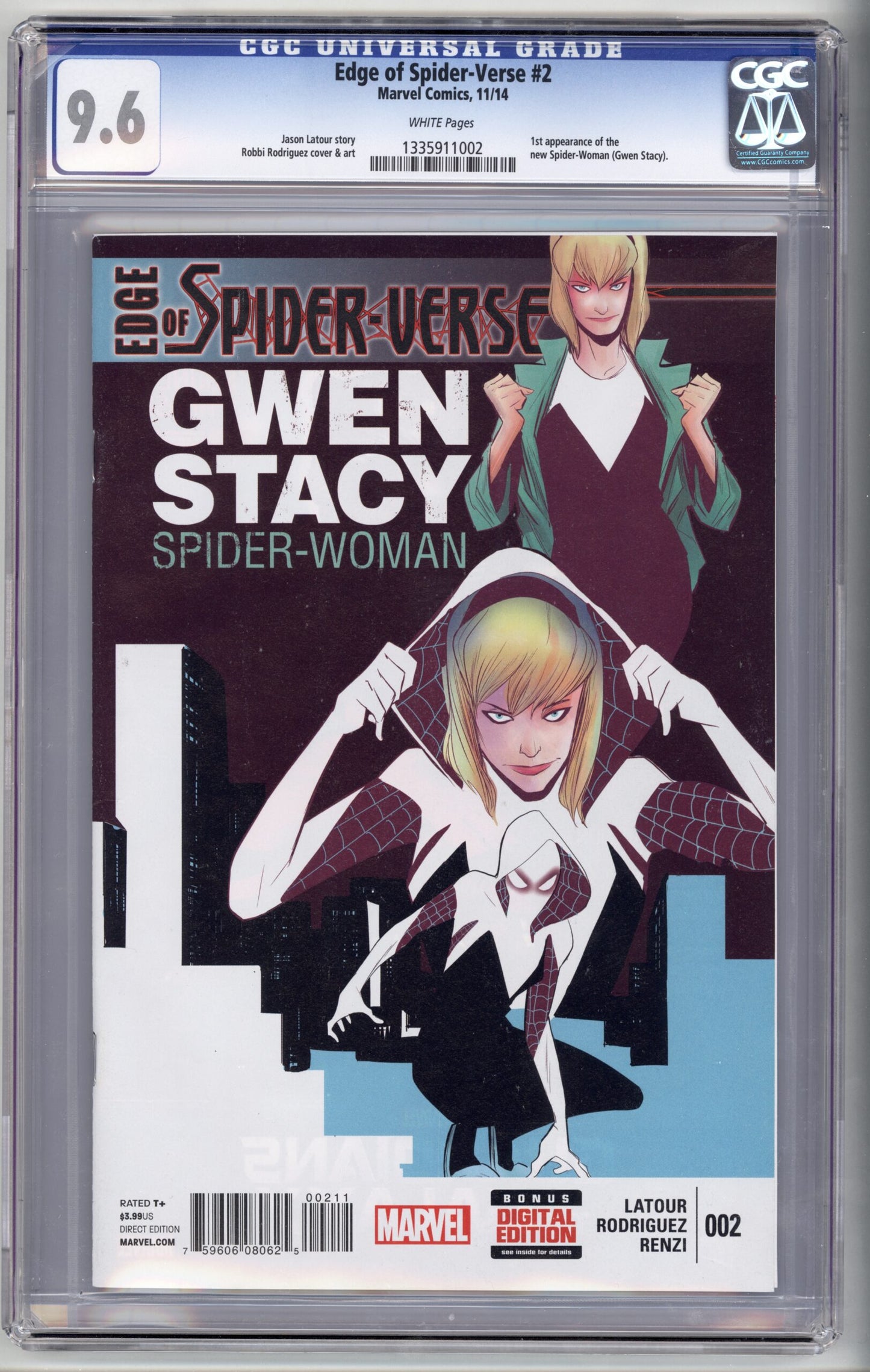 Edge of Spider-Verse #2  CGC 9.6  1st appearance of Spider-Gwen