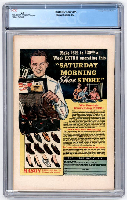 Fantastic Four #25  CGC 7.0  2nd Silver age App. of Captain America