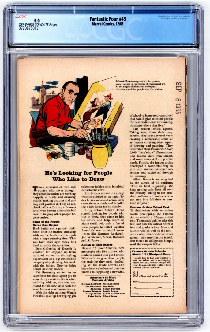 Fantastic Four #45  CGC 5.0  1st appearance of the Inhumans