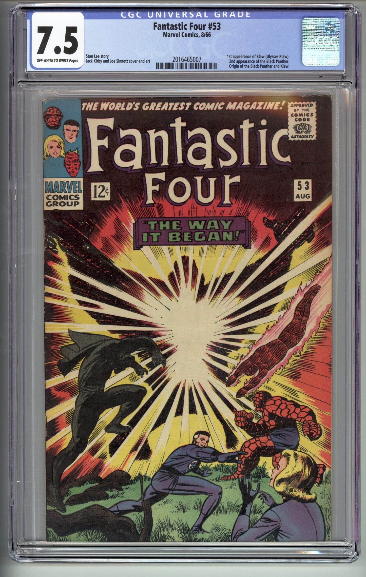 Fantastic Four #53  CGC 7.5  1st appearance of  Klaw  Origin of the Black Panther