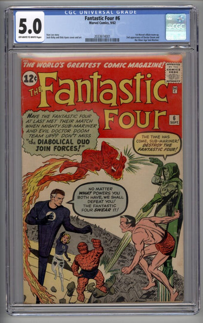 Fantastic Four #6  CGC 5.0  1st Marvel villain team-up