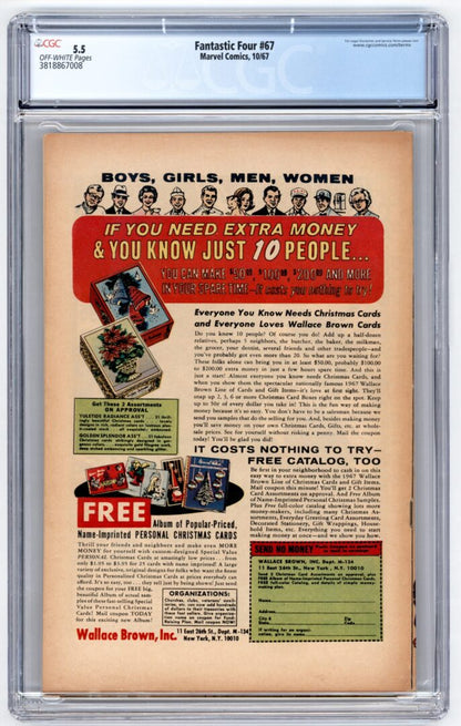 Fantastic Four #67  CGC 5.5  Origin & 1st App. of Him