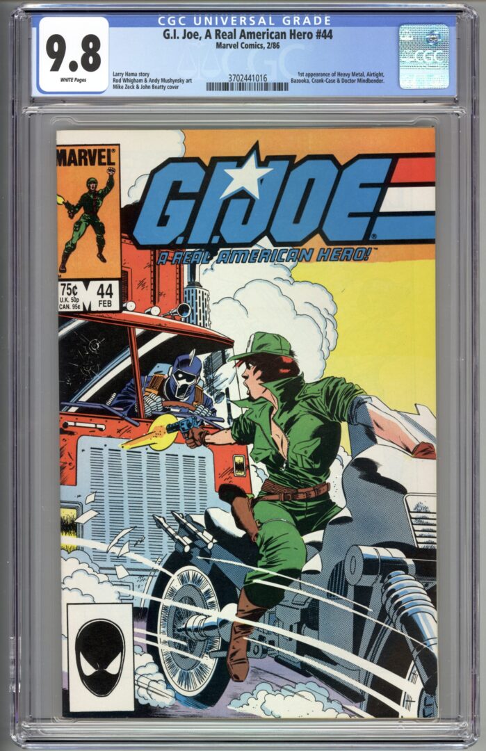 G.I. Joe #44  CGC 9.8  1st appearance of Heavy Metal, Airtight, Bazooka, Crank Case, & Doctor Mindbender