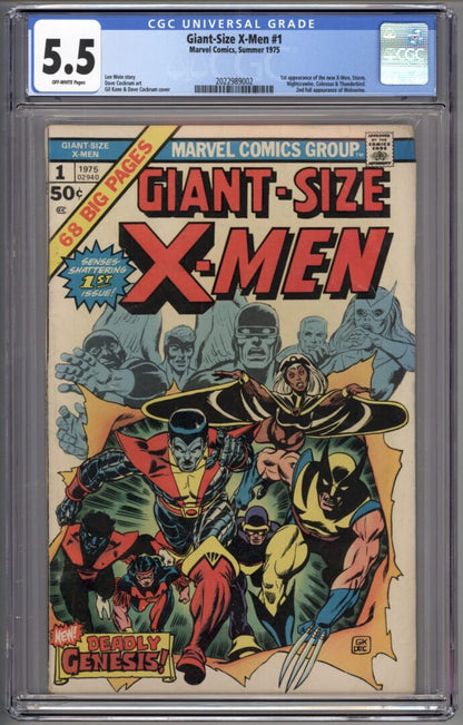 Giant-Size X-Men #1  CGC 5.5  1st appearance of Storm, Nightcrawler, Colossus, and Thunderbird