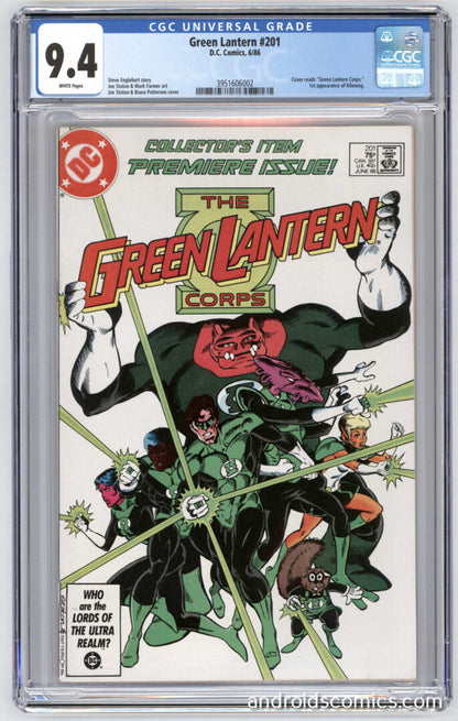 Green Lantern #201  CGC 9.4 1st App. of Kilowog