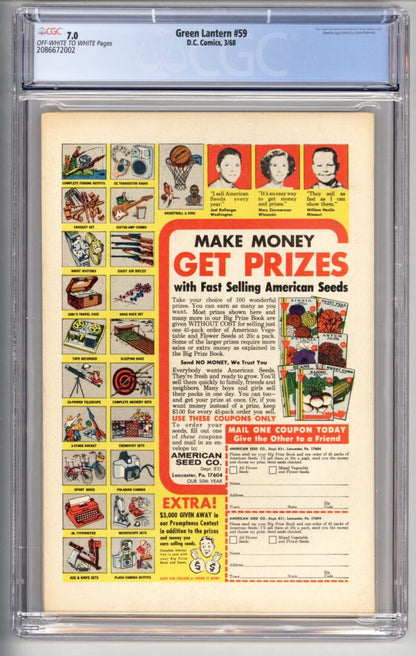 Green Lantern #59  CGC 7.0  1st appearance of Guy Gardner