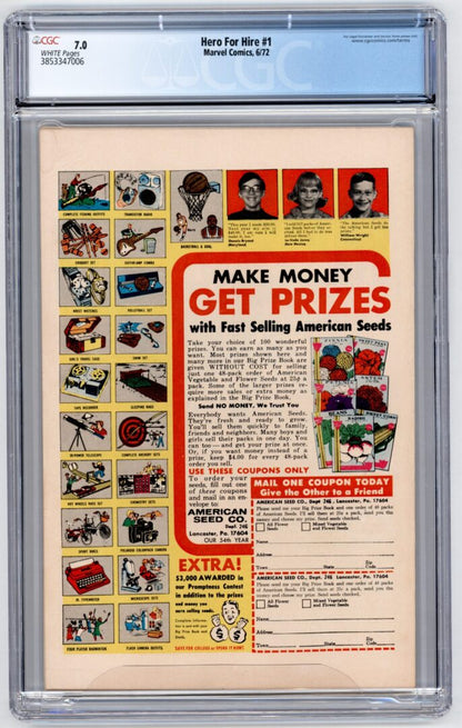 Hero for Hire #1  CGC 7.0  Origin & 1st appearance of Luke Cage