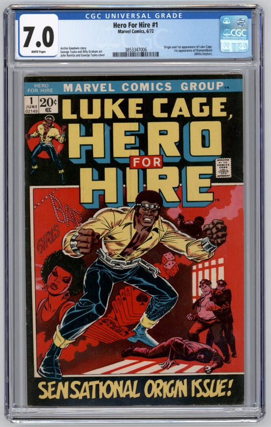 Hero for Hire #1  CGC 7.0  Origin & 1st appearance of Luke Cage