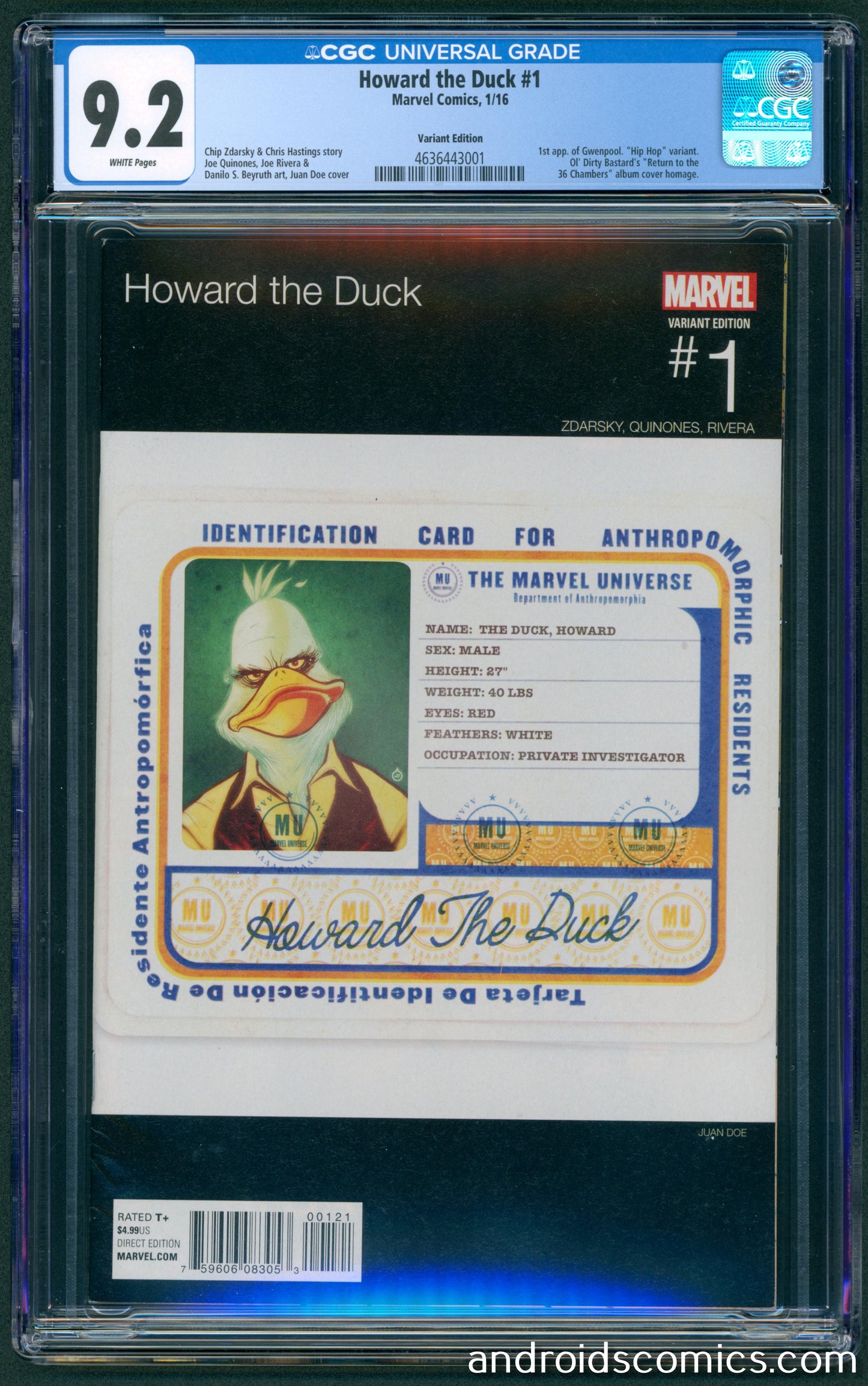 Howard The Duck #1 Doe Hip Hop Variant CGC 9.2