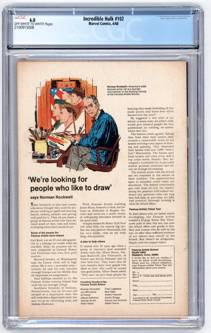 Incredible Hulk #102  CGC 6.0
