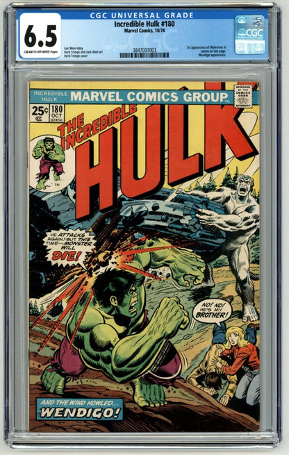 Incredible Hulk #180  CGC 6.5  1st brief appearance of Wolverine