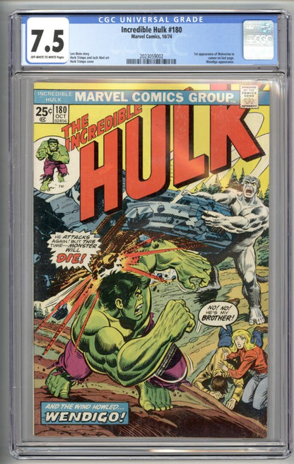 Incredible Hulk #180  CGC 7.5  1st brief appearance of Wolverine