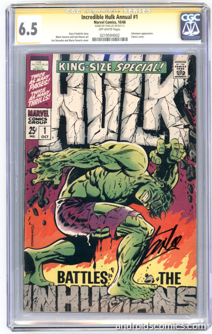 Incredible Hulk Annual #1  CGC 6.5  Signed by Stan Lee