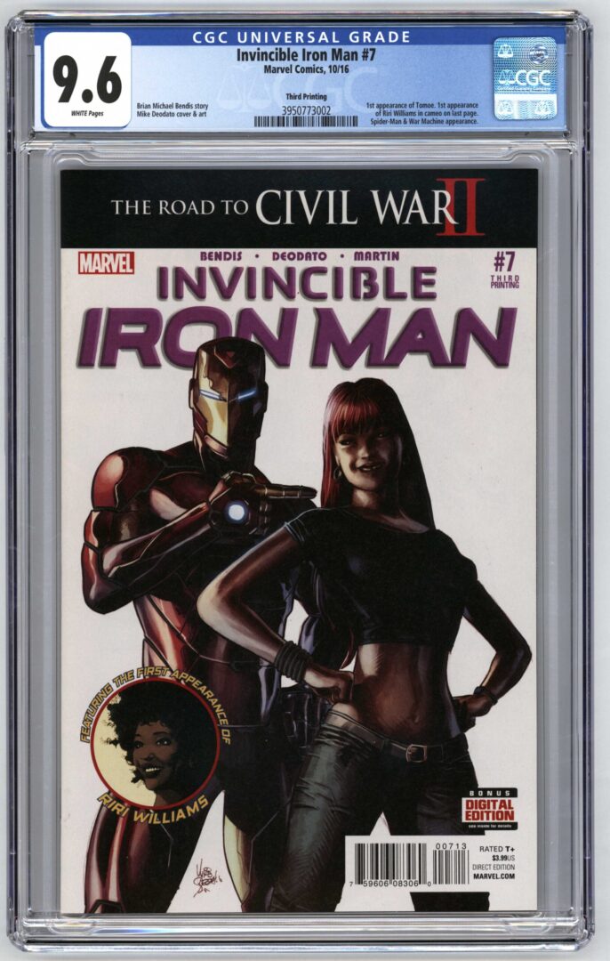 Invincible Iron Man #7  CGC 9.6  1st appearance of Riri Williams in cameo