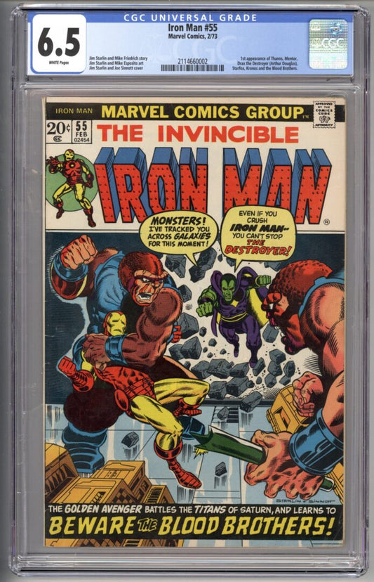 Iron Man #55  CGC 6.5  1st appearance of Thanos, Mentor, and Drax the Destroyer