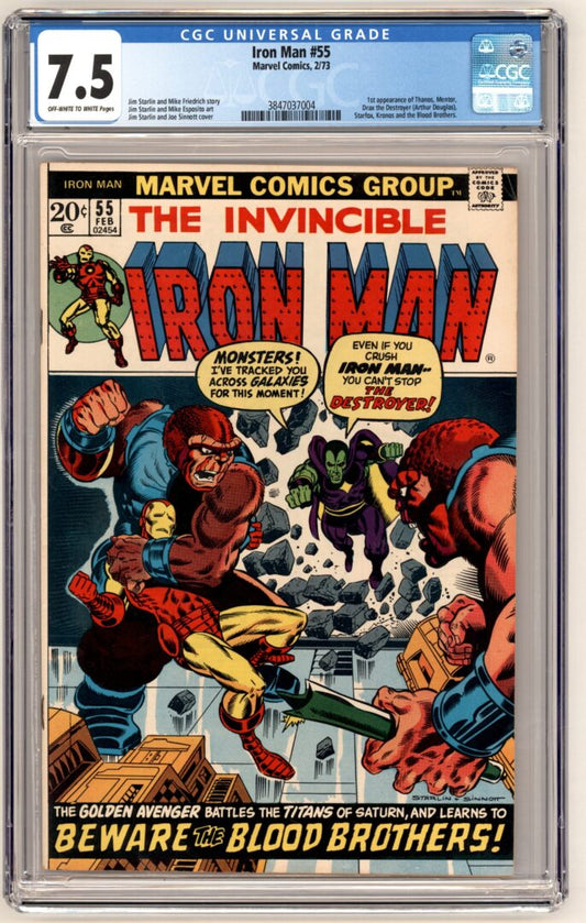 Iron Man #55  CGC 7.5  1st appearance of Thanos, Mentor, and Drax the Destroyer